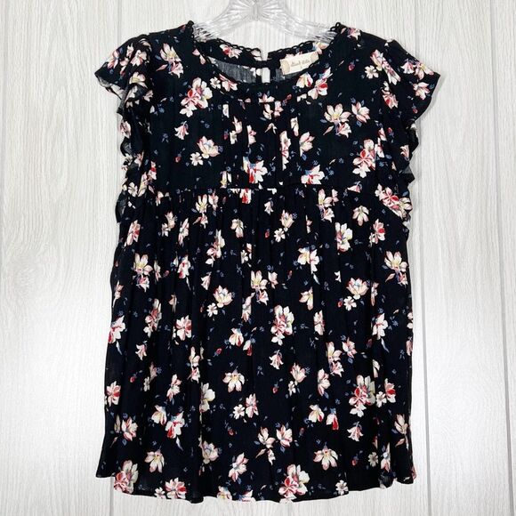 Altar'd State Tops - Altar'd State | Black Floral Ruffle Sleeve Blouse Size Small